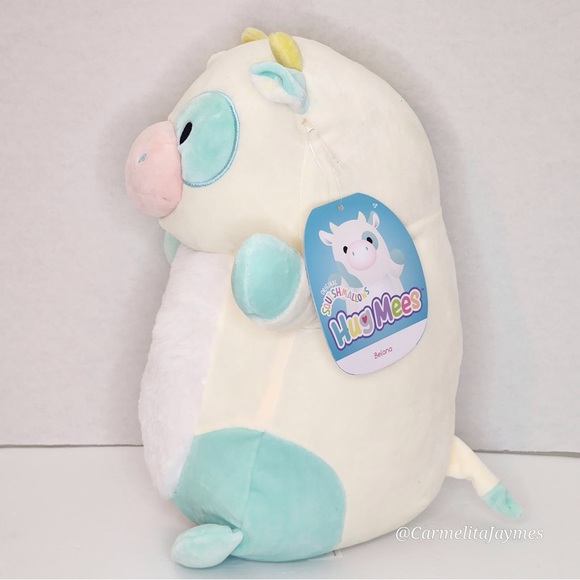 BELANA 🐄 Fuzzy Belly Blue And White Cow Hugmee Squishmallow Kellytoy NWT - Picture 3 of 9